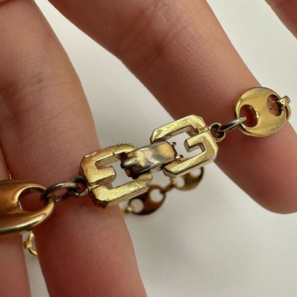 Givenchy Vintage Bracelet Gold Tone Anchor Chain - Picture 3 of 9